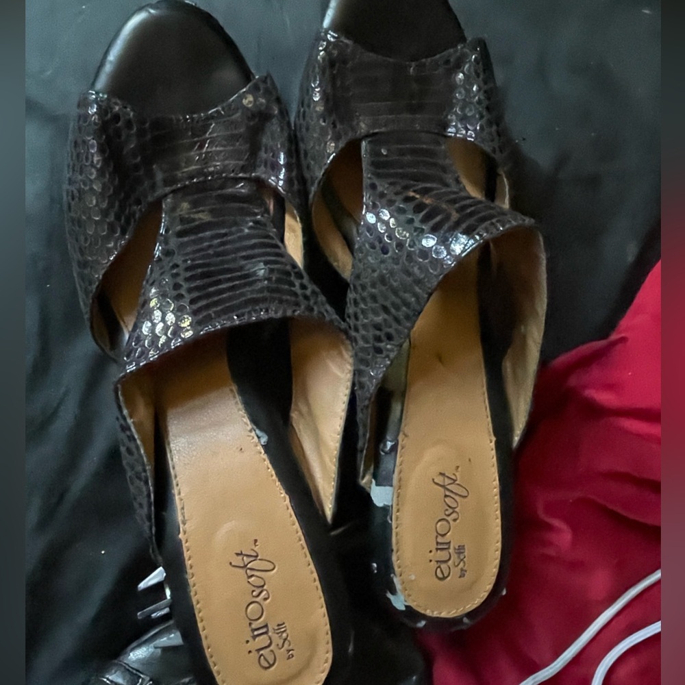 Eurosoft Black Snake Print Mules